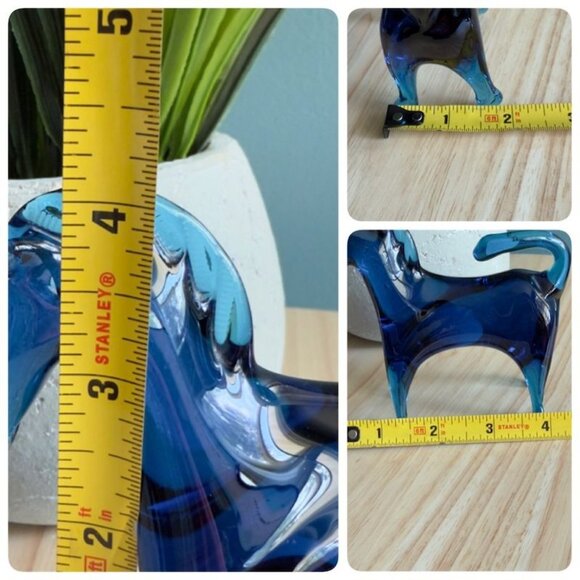 Vintage MCM Rainbow Art Glass Cobalt Blue Hand Blown Horse Figurine 1950's - Picture 10 of 10